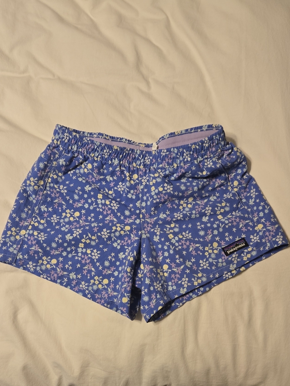 Patagonia Light Blue/Lavender Floral Kids Athletic Shorts
